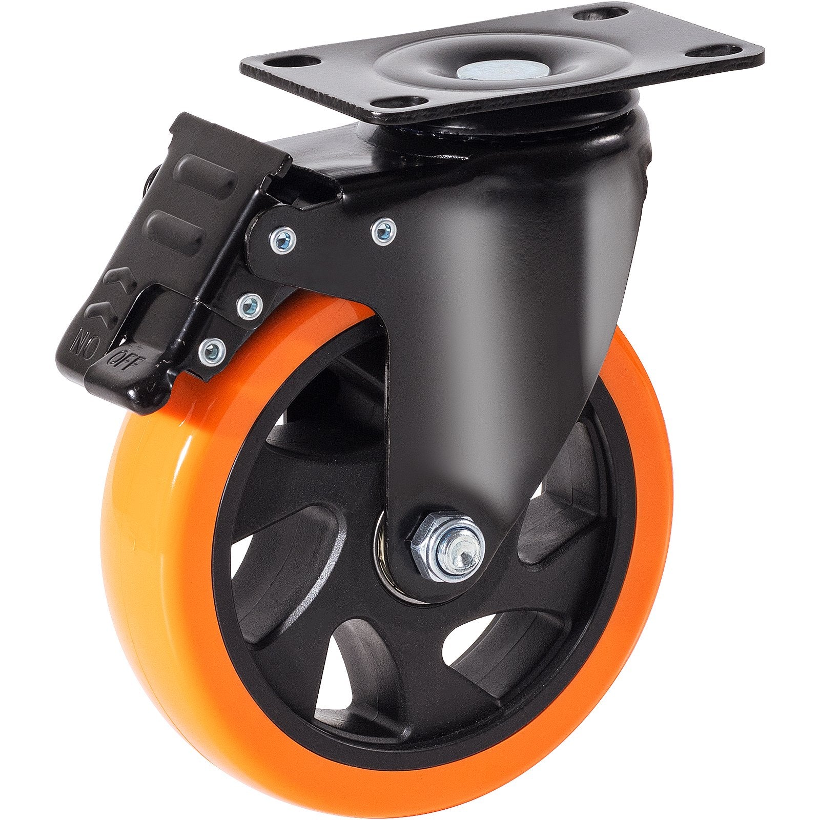 4PCS 127mm Swivel Caster Wheels, Dual Lock PVC, 204kg Load, Non-Marking