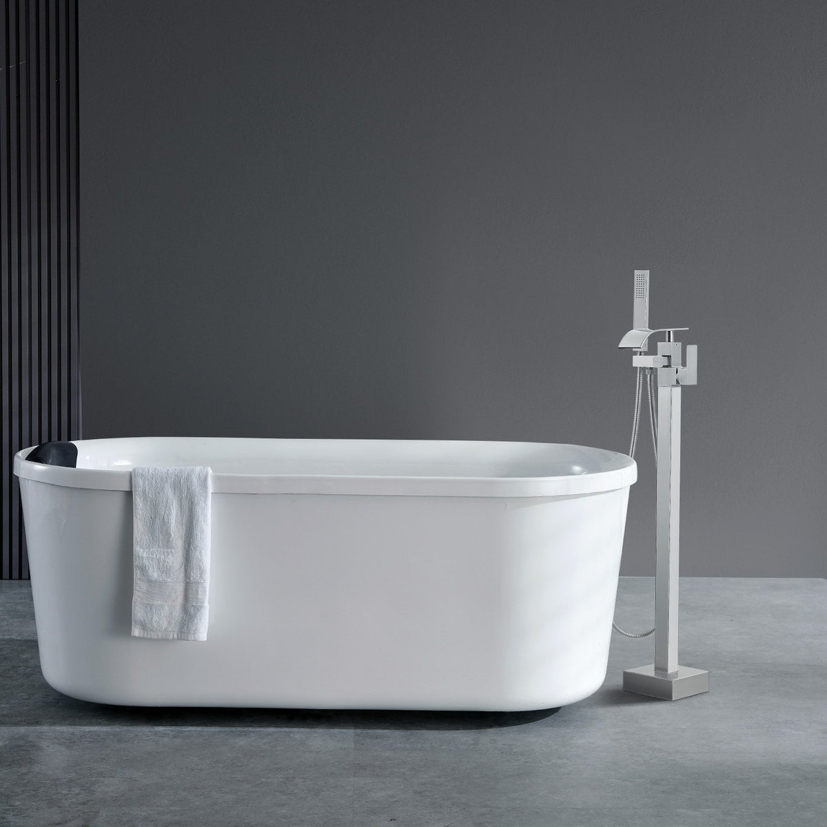 Freestanding Bathtub Faucet Floor Mount 360° Swivel Dual Mode
