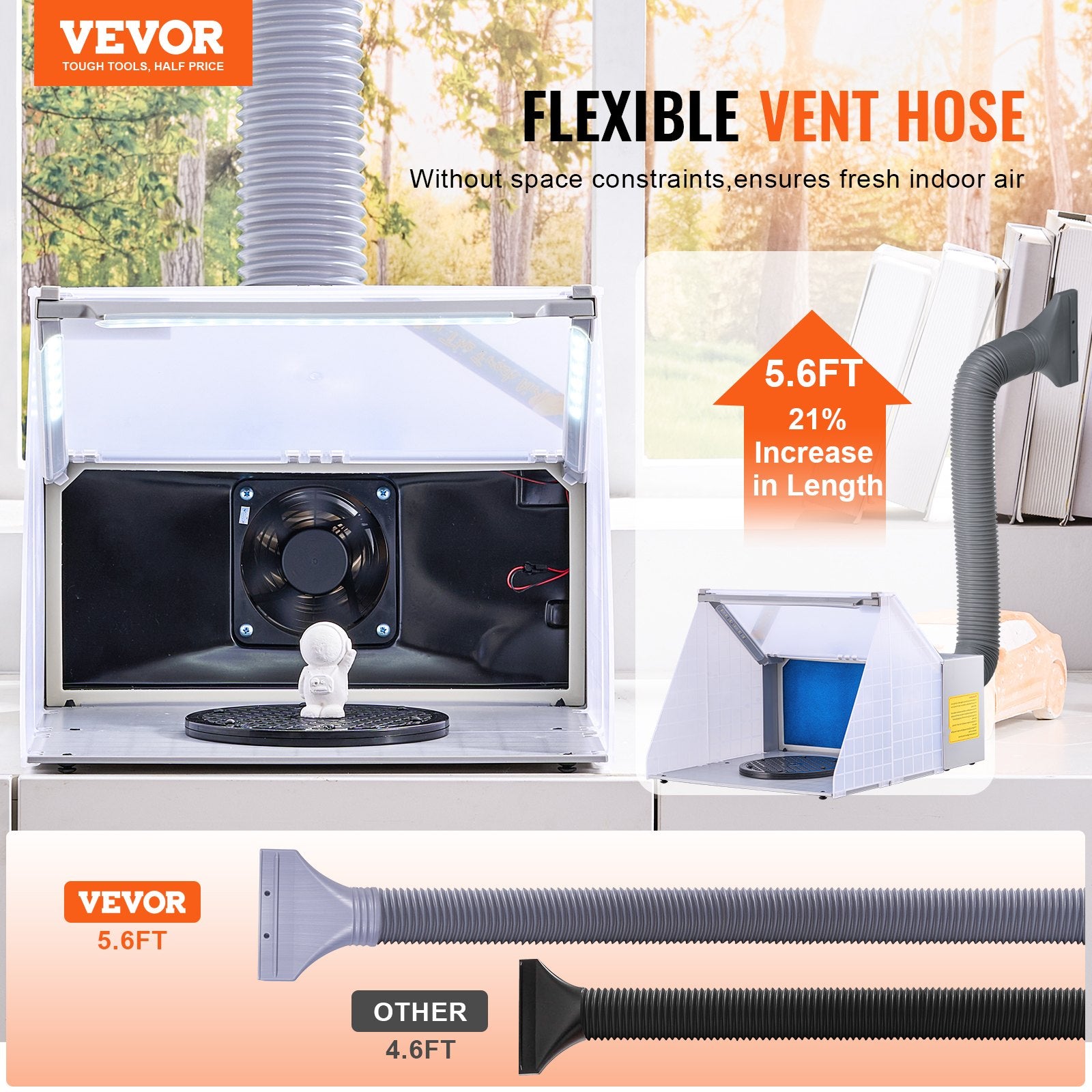 Portable Airbrush Spray Booth Kit with LED Lights, Exhaust Fan & Extension Hose
