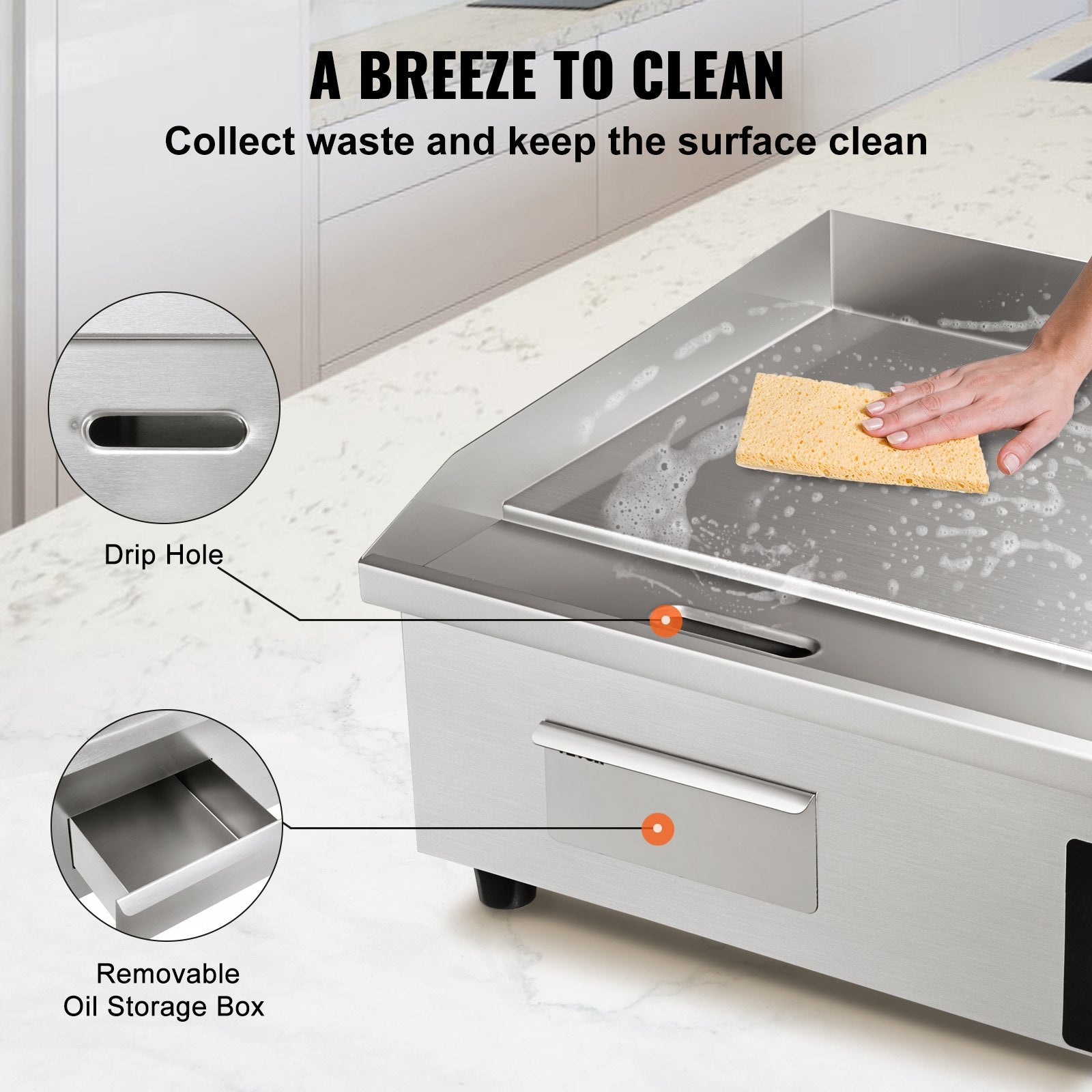 Commercial Electric Griddle 54cm 3000W Stainless Steel Teppanyaki Non-Stick