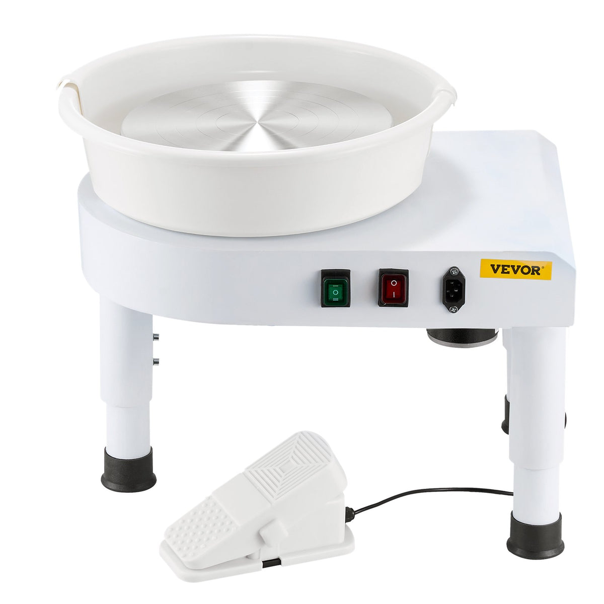 Pottery Wheel 28cm Ceramic 60-300RPM Adjustable Foot Pedal Tools Kit White
