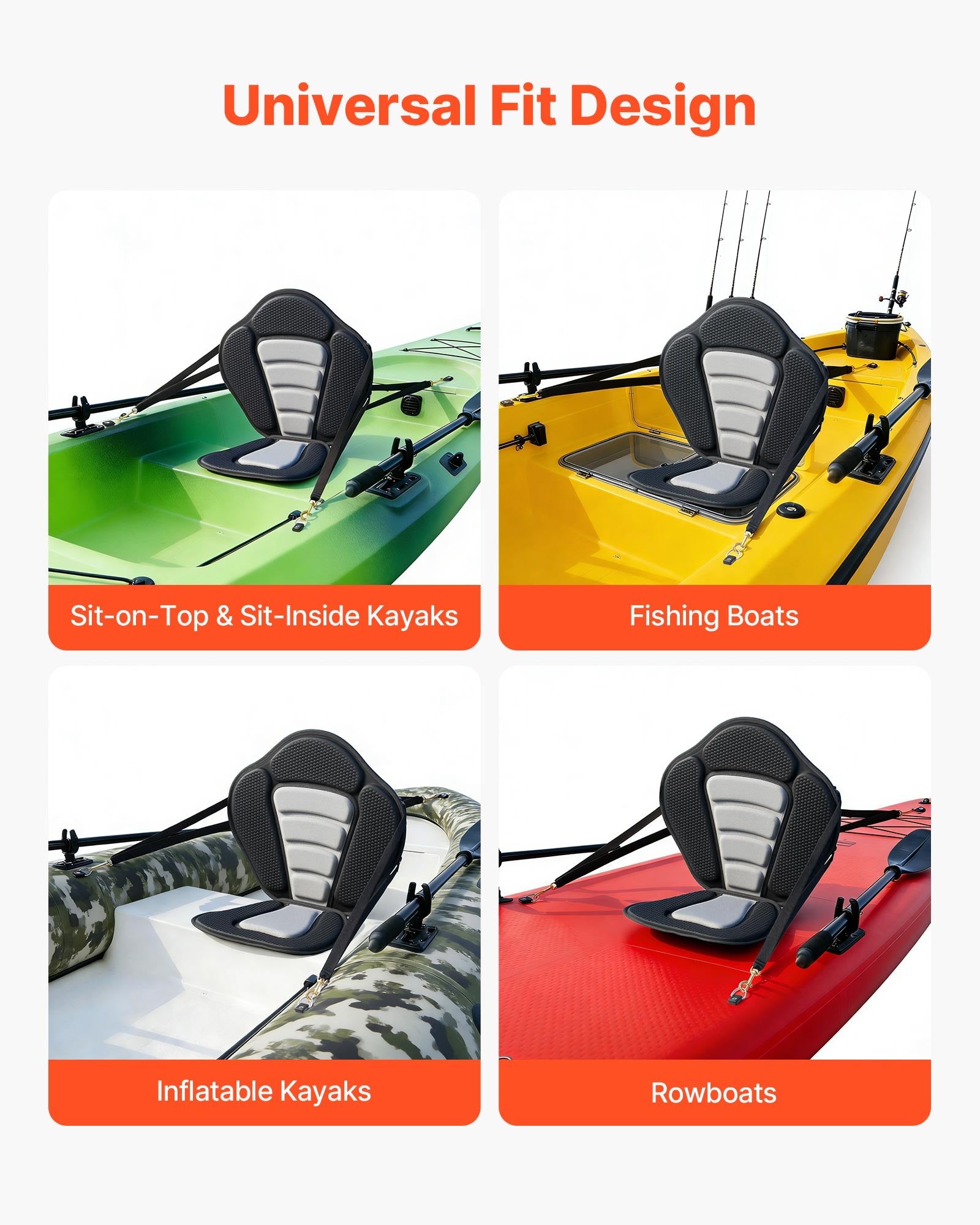 12mm Thick Kayak Seat Universal SUP Paddle Board Seat Back Support Storage Bag