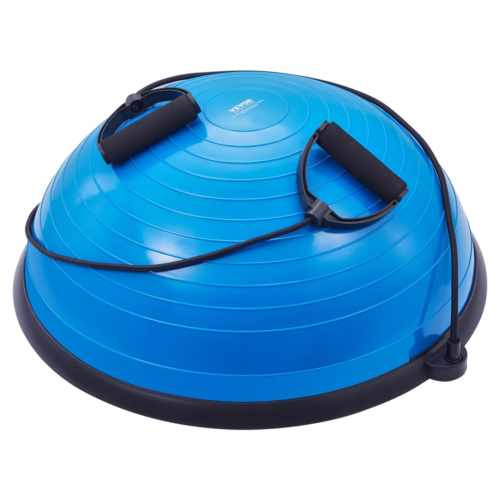 Half Exercise Ball Trainer 23in Balance 660lbs Resistance Bands Foot Pump Blue