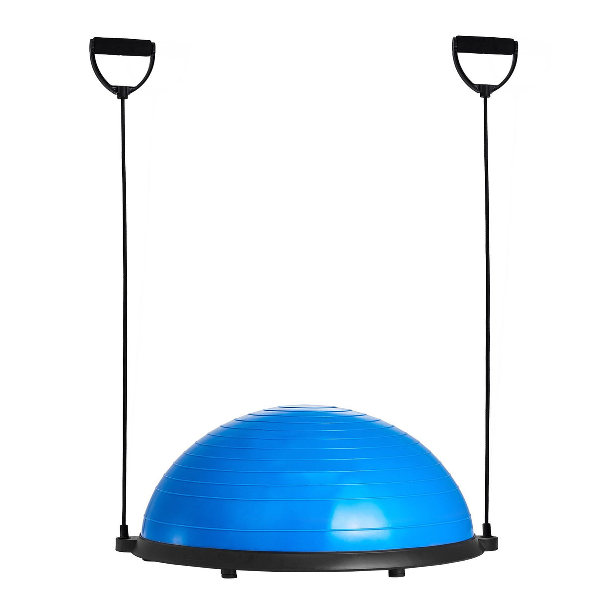 Half Exercise Ball Trainer 23in Balance 660lbs Resistance Bands Foot Pump Blue