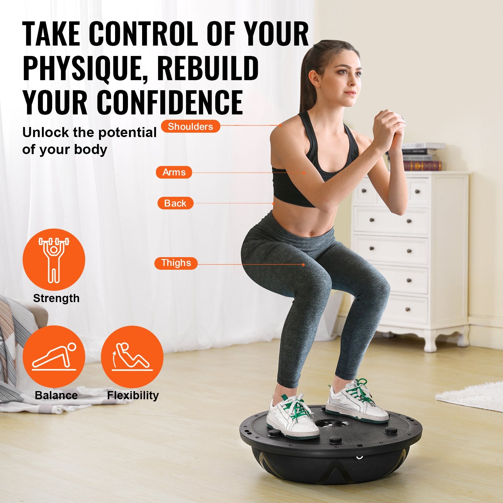 Half Exercise Ball Trainer 23 Inch Balance Ball 660 lbs Stability Fitness Ball