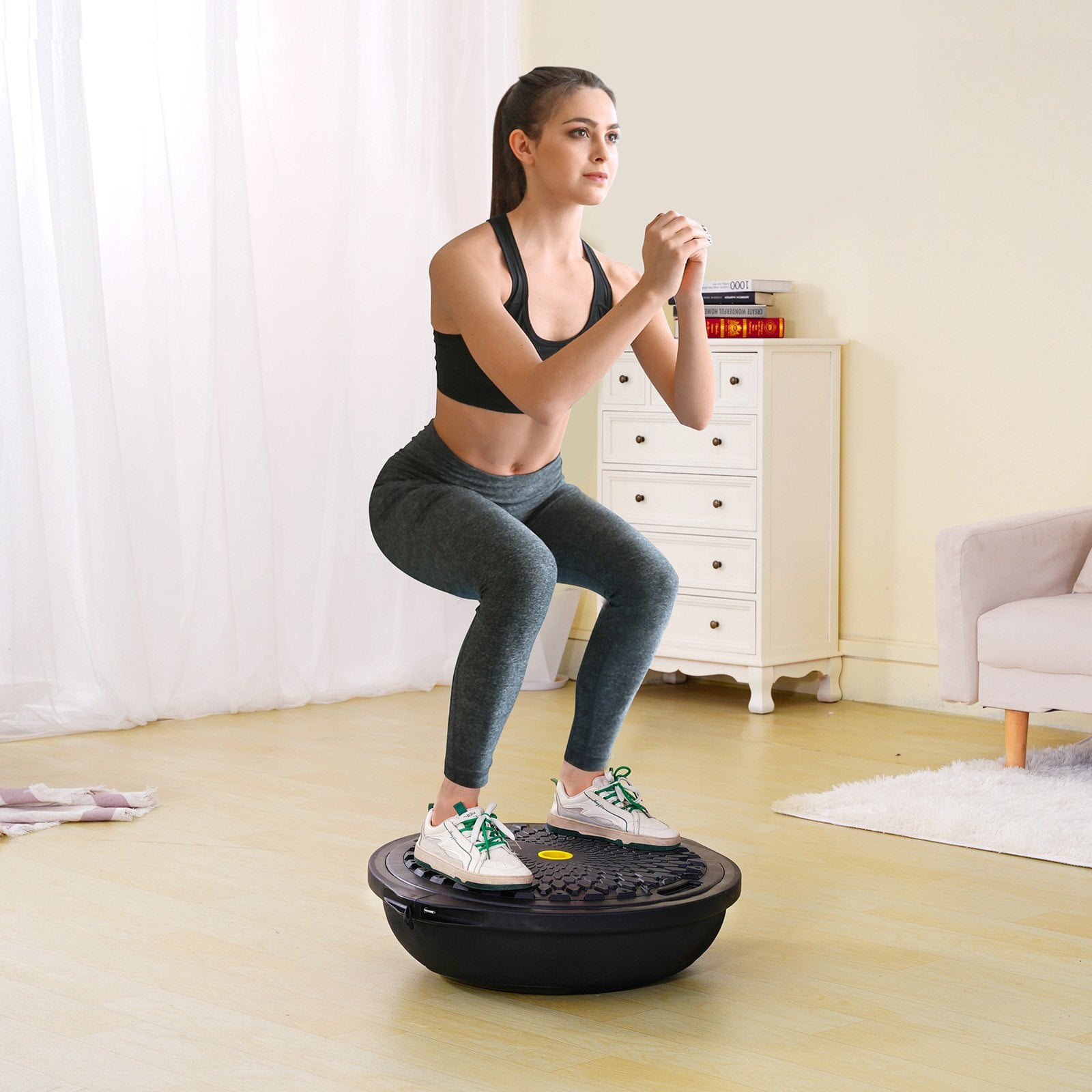 Half Balance 26in Exercise Ball Trainer Stability Ball with Bands and Pump