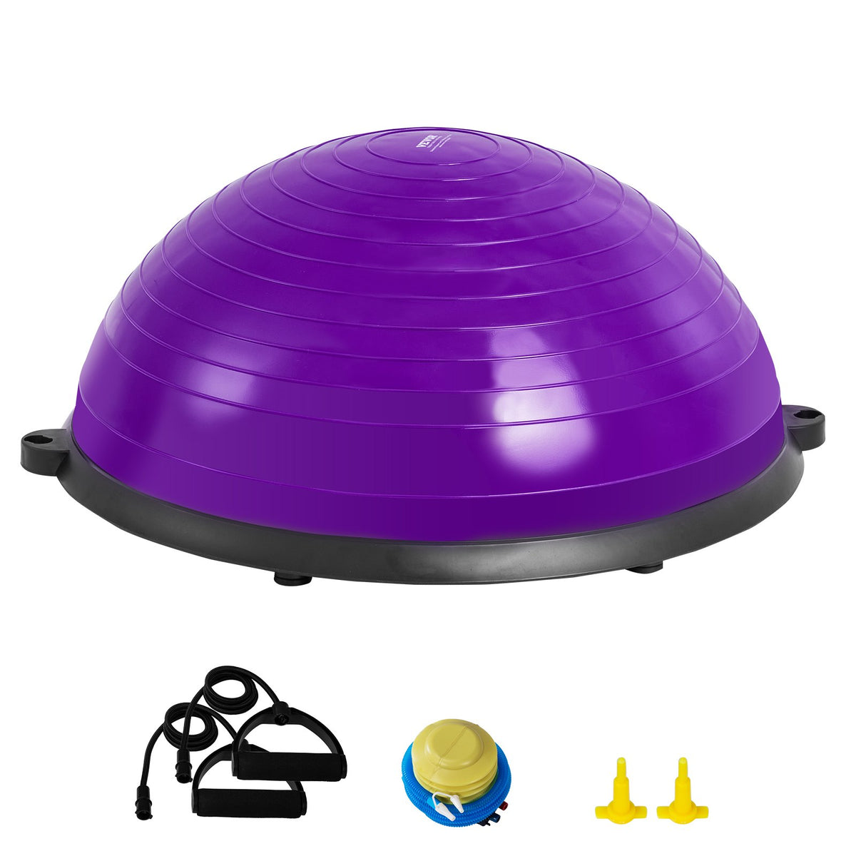 Half Exercise Ball Trainer 23in Balance 660lbs Resistance Bands Pump Yoga Purple
