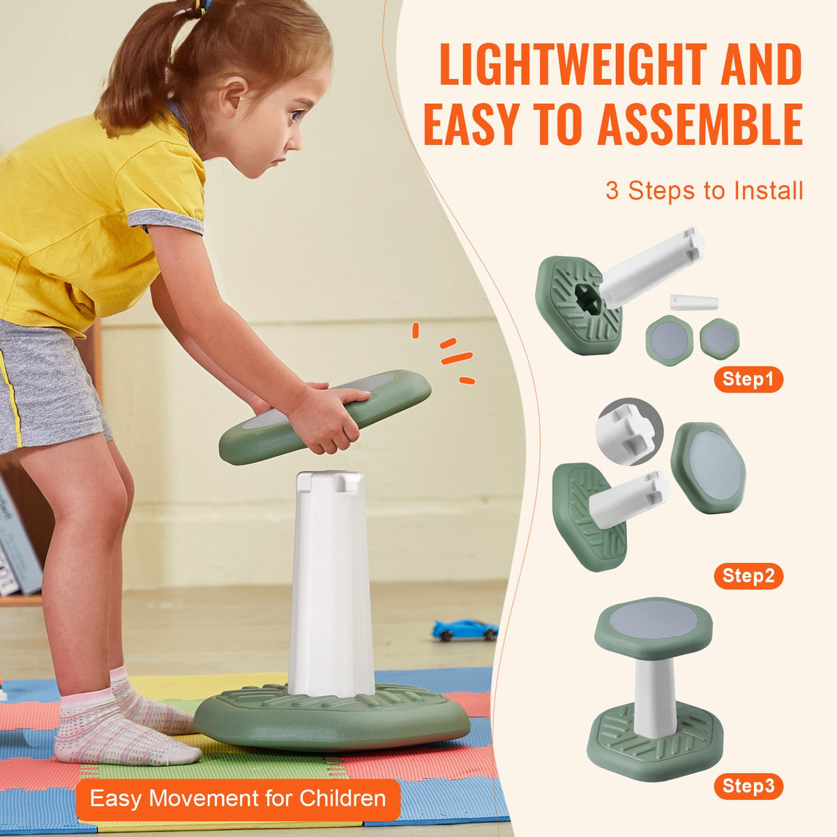 Kids Wobble Chair with Sponge Cushion Wobble Stool Improves Focus Green