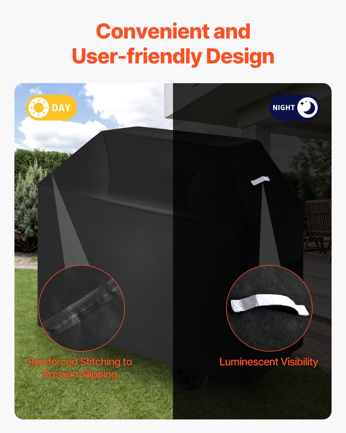 Grill Cover 58in Waterproof Heavy Duty 600D Polyester BBQ Outdoor Black