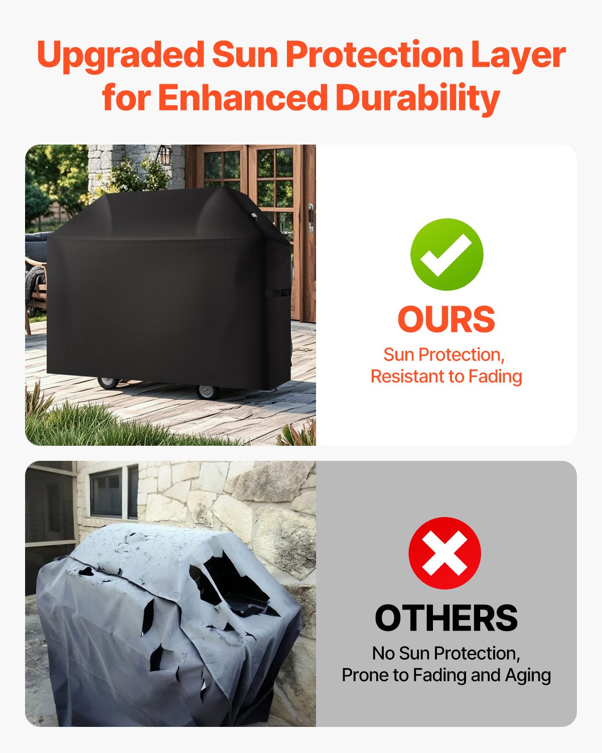 Grill Cover 58in Waterproof Heavy Duty 600D Polyester BBQ Outdoor Black