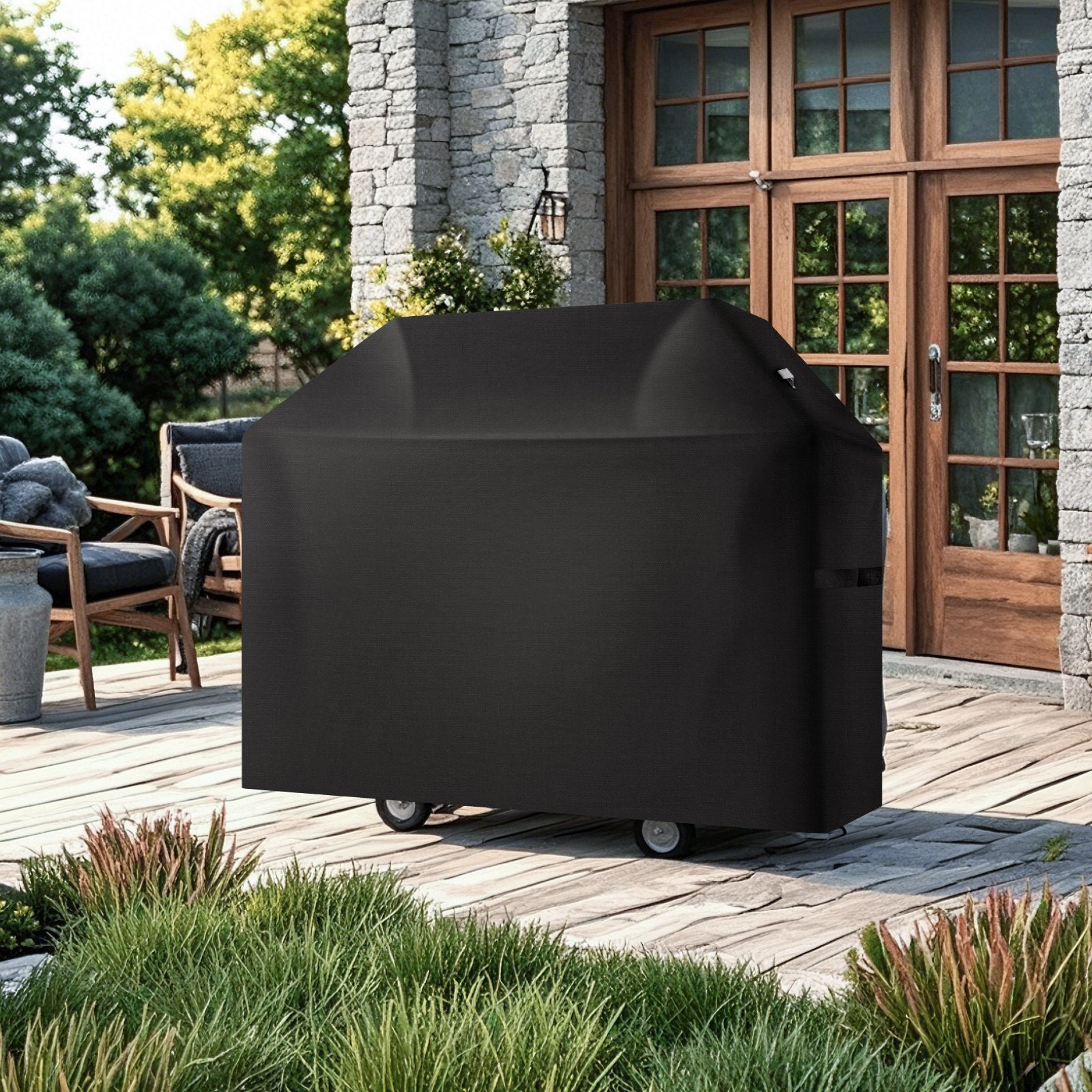 Grill Cover 58in Waterproof Heavy Duty 600D Polyester BBQ Outdoor Black