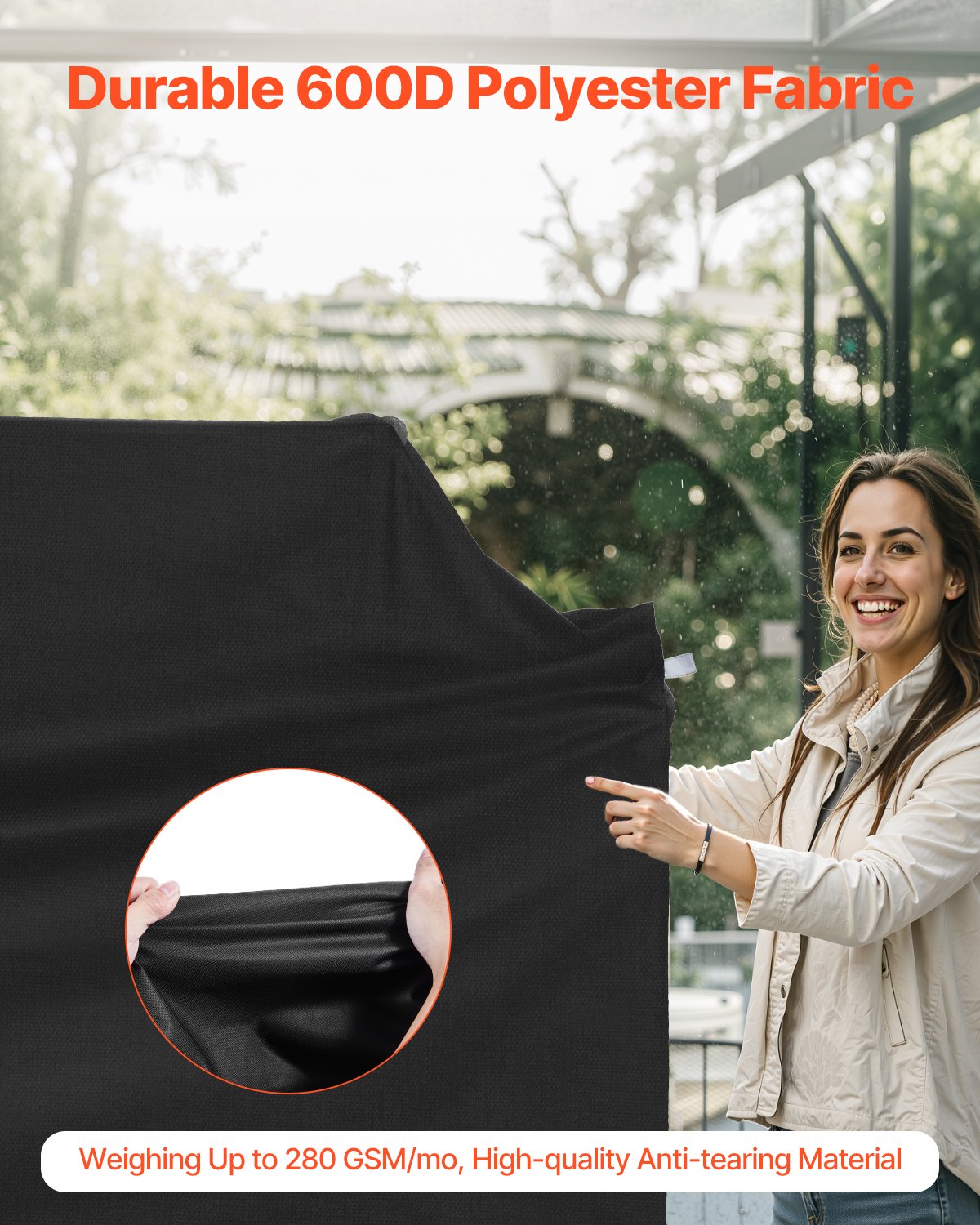Grill Cover 65in Waterproof Heavy Duty 600D Polyester BBQ Outdoor Black