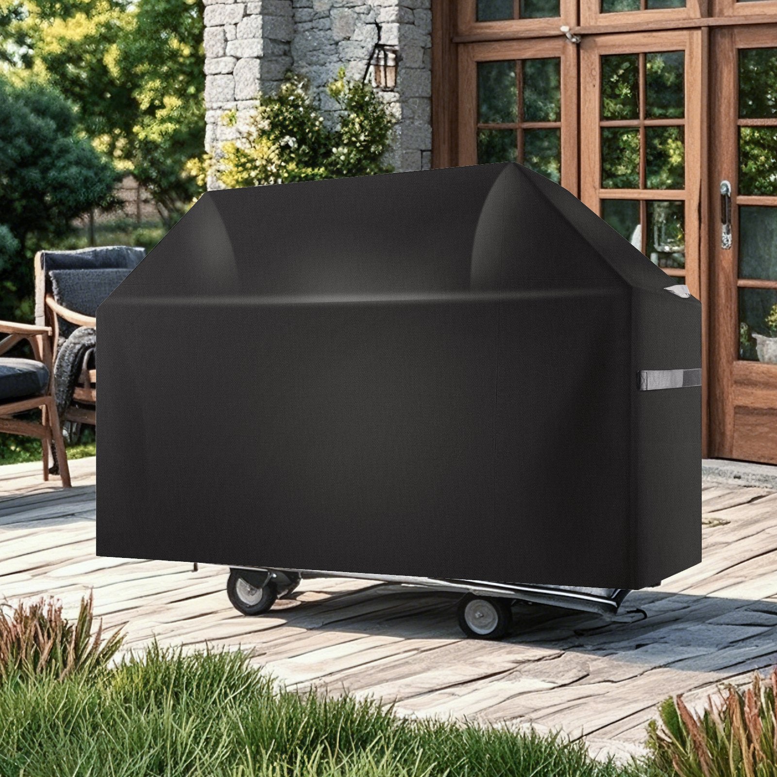 Grill Cover 65in Waterproof Heavy Duty 600D Polyester BBQ Outdoor Black