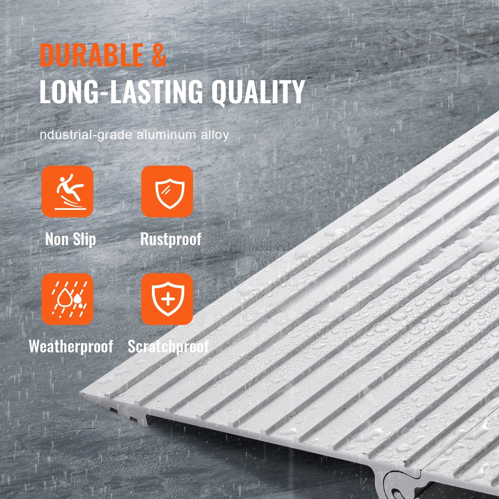 1" Rise Aluminum Door Threshold Ramp 800lb Capacity for Wheelchairs