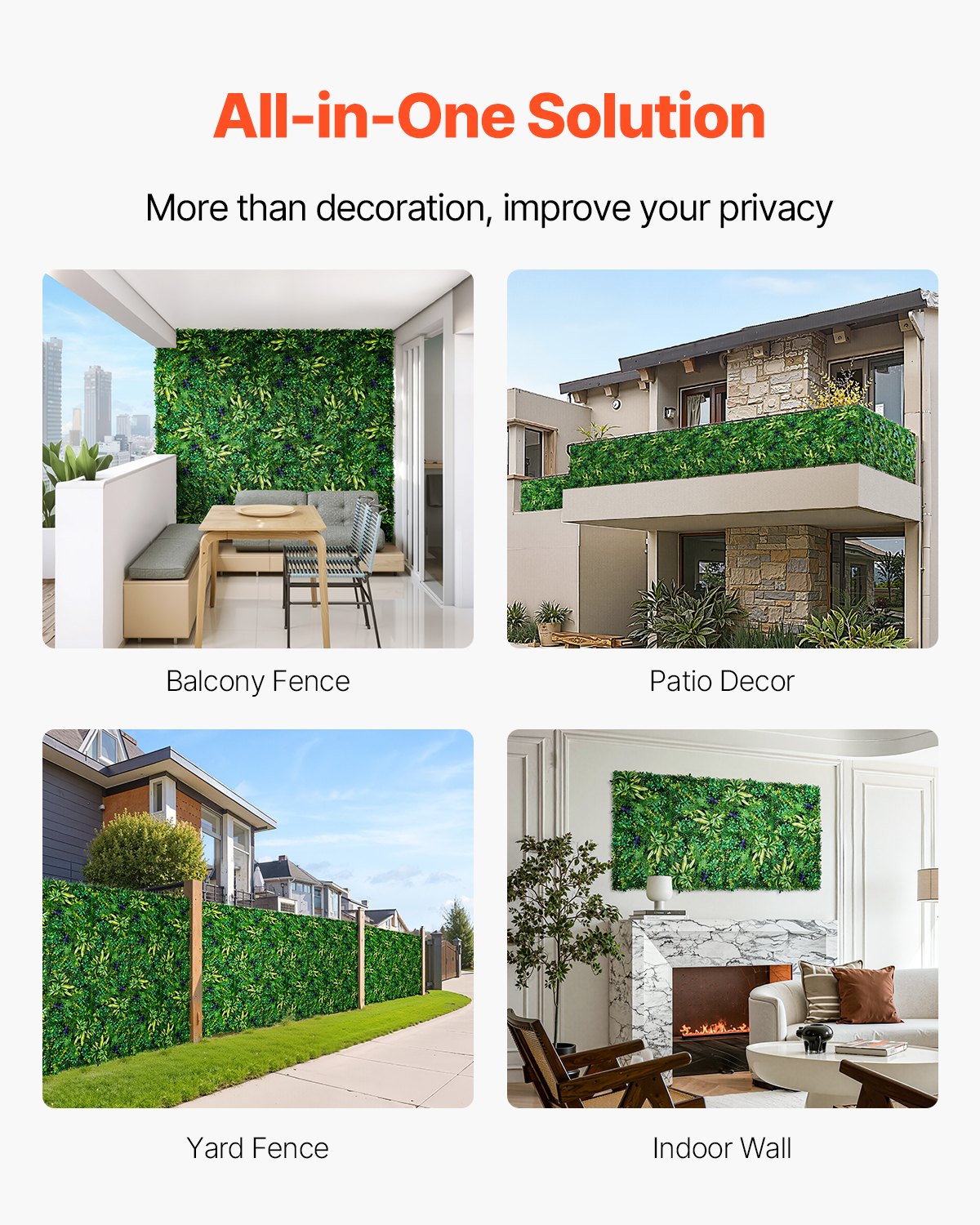 Artificial Grass Wall Panels 12-Pack 20x20" 3D Boxwood Hedge Indoor Outdoor