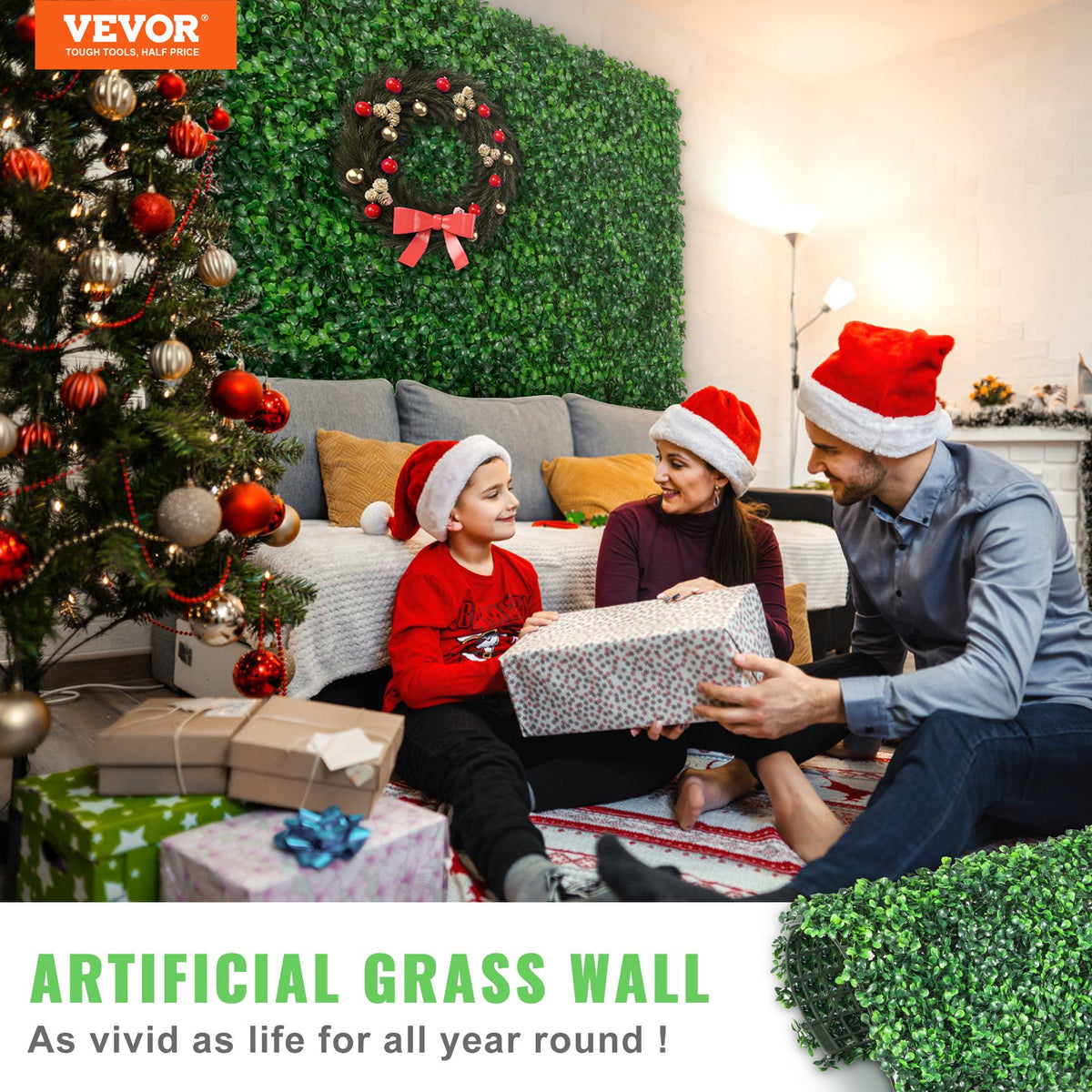 Artificial Boxwood Panels 12-Pack 10x10" Hedge Wall Mat Indoor Outdoor Garden