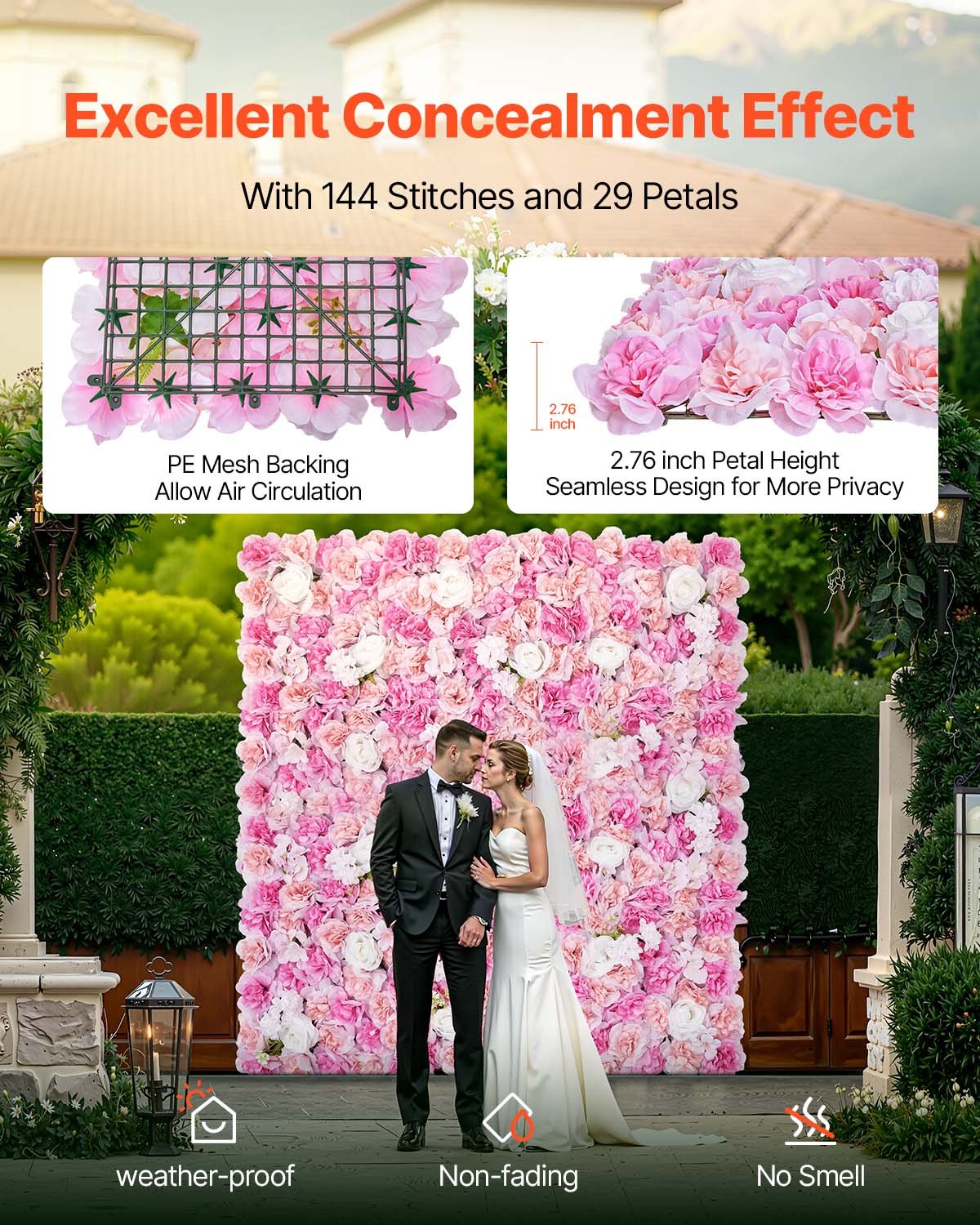 3D Flower Wall Panel 12-Pack 15x15" Artificial Floral Backdrop Mat Wedding Party