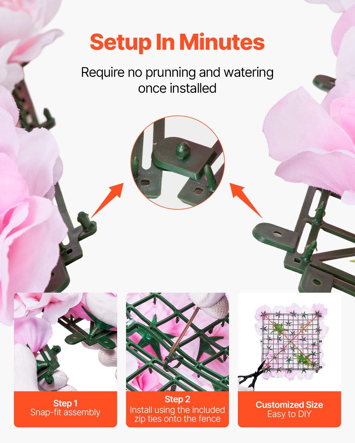 3D Flower Wall Panel 12-Pack 15x15" Artificial Floral Backdrop Mat Wedding Party