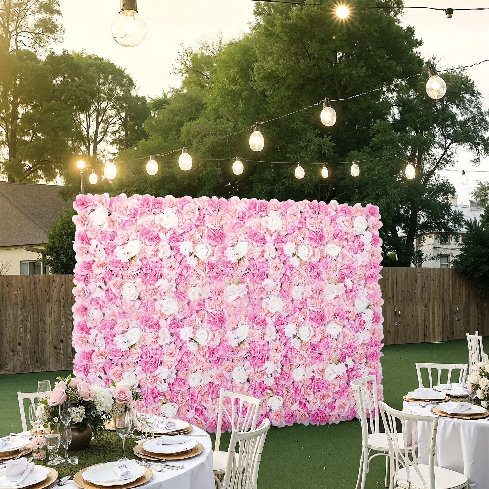 3D Flower Wall Panel 12-Pack 15x15" Artificial Floral Backdrop Mat Wedding Party