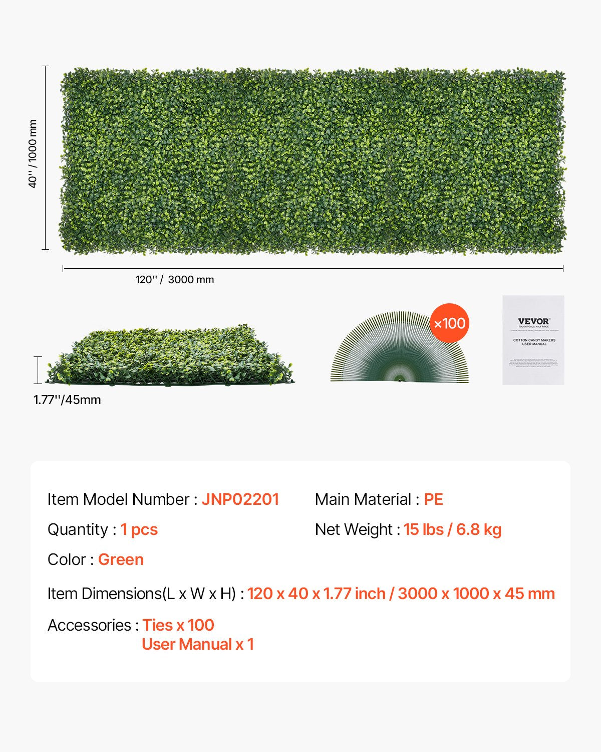 Artificial Grass Wall Panels 40x120" Milan Boxwood Hedge Panel Indoor Outdoor