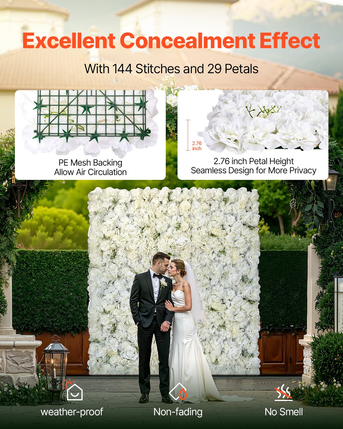 3D Flower Wall Panel 24-Pack 15x15" Artificial Floral Backdrop Mat Wedding Party