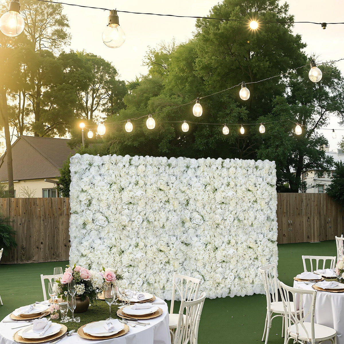 3D Flower Wall Panel 24-Pack 15x15" Artificial Floral Backdrop Mat Wedding Party