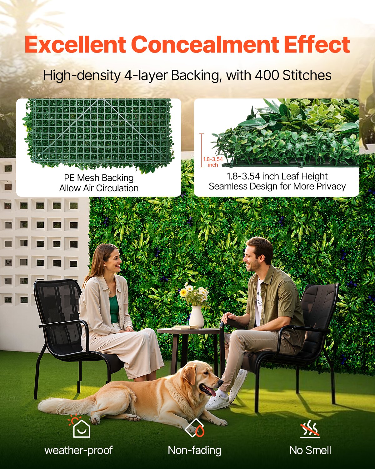 Artificial Grass Wall Panels 8-Pack 20x20" 3D Boxwood Hedge Indoor Outdoor
