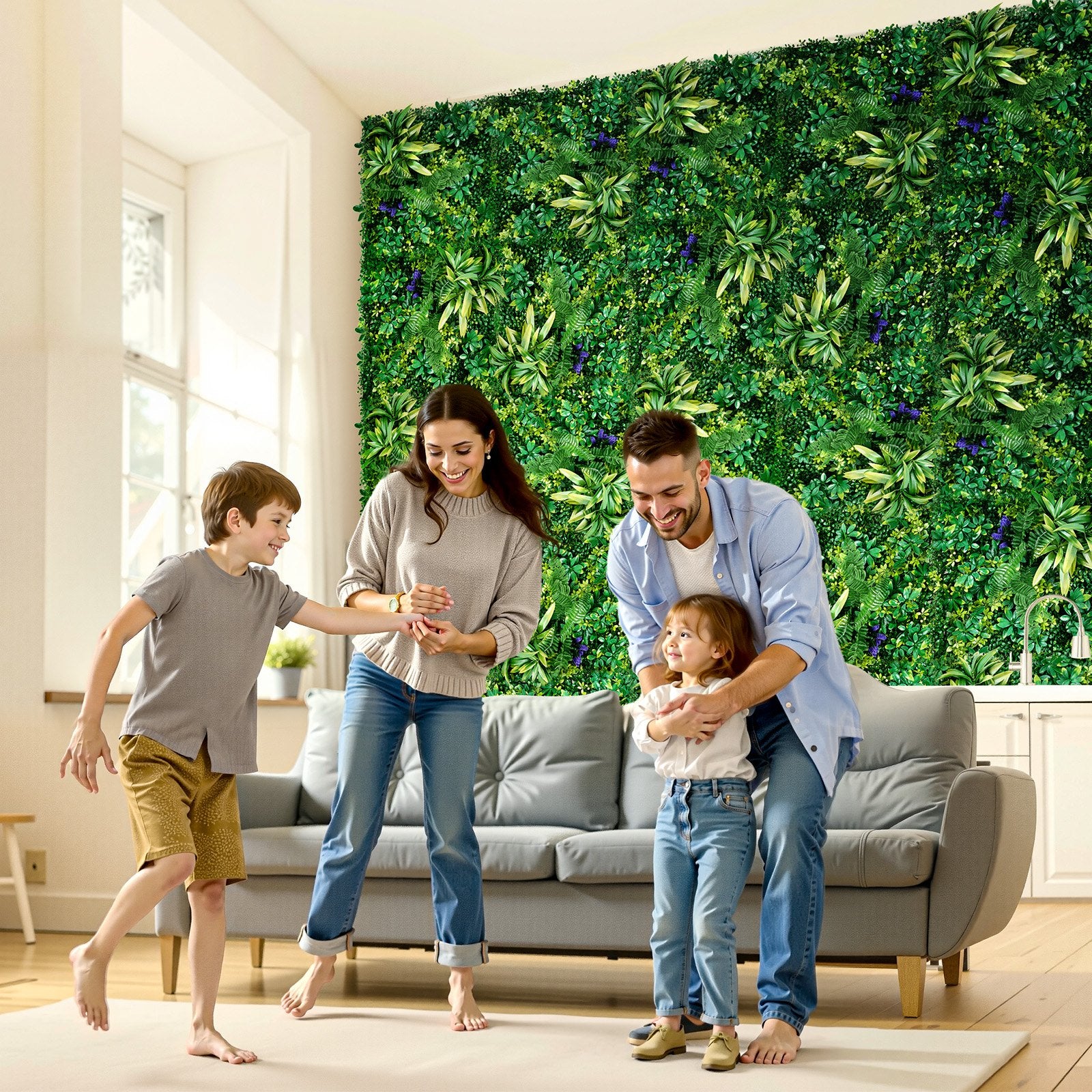 Artificial Grass Wall Panels 8-Pack 20x20" 3D Boxwood Hedge Indoor Outdoor