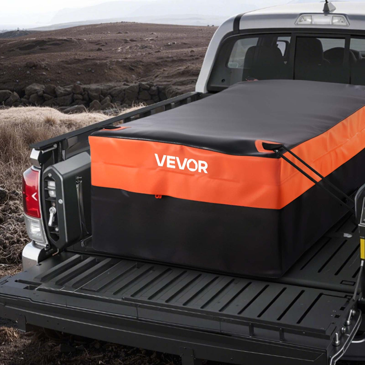 Truck Bed Cargo Bag W/P 840D-PVC 130x102x55.5 26Cu.ft HD BungeeCordsNetCarabiner