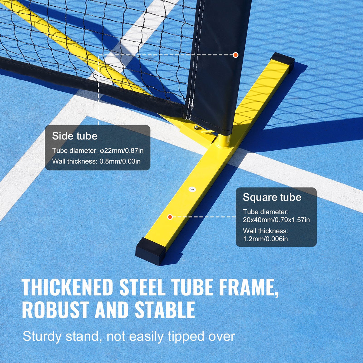 Pickleball Net System Portable 22FT Weather Resistant Metal Frame PE Net Bag