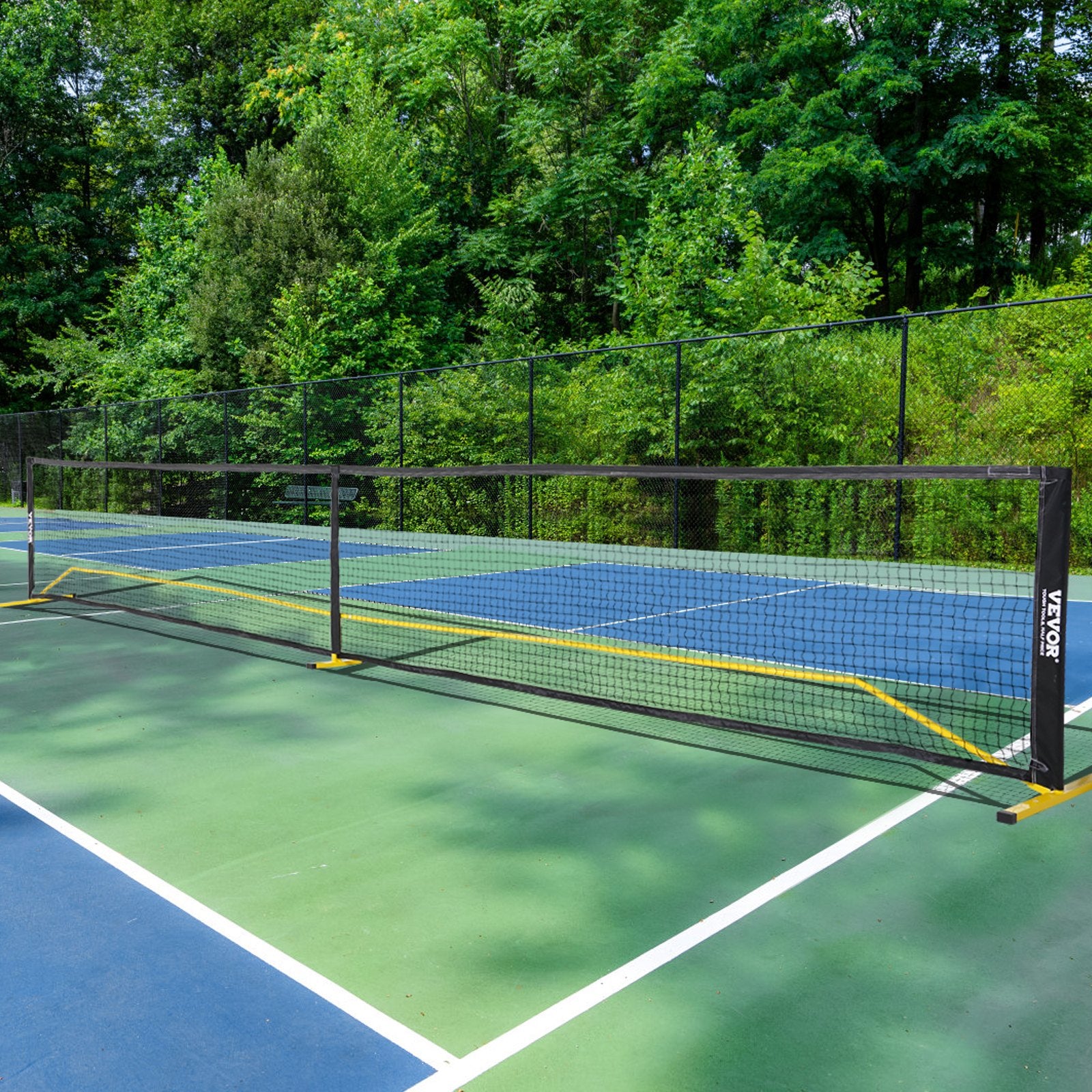 Pickleball Net System Portable 22FT Weather Resistant Metal Frame PE Net Bag