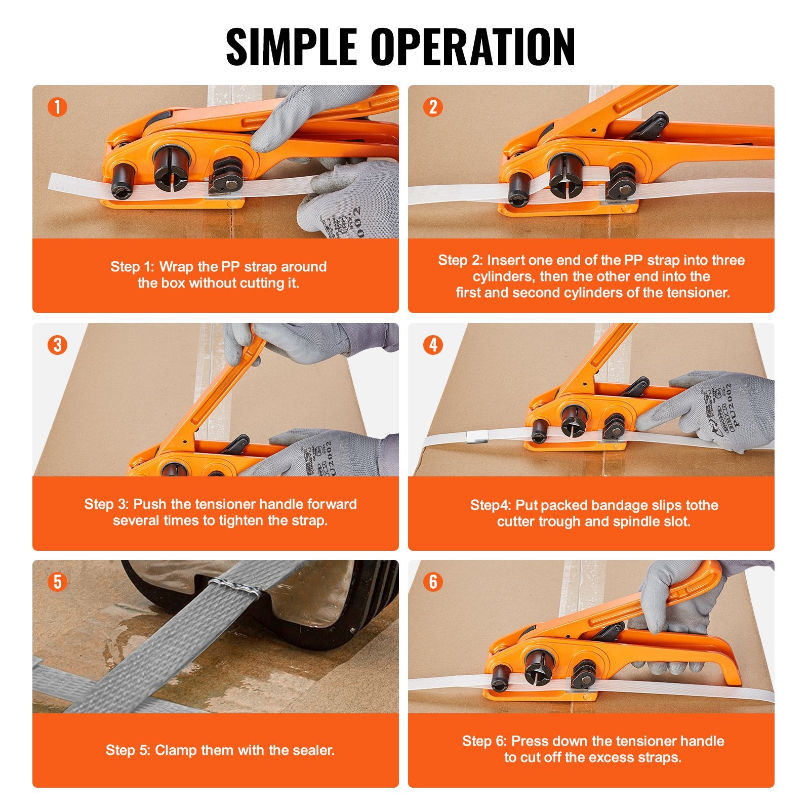 Strapping Kit with Tensioner Sealer 100m PP Band 100 Metal Seals Packaging