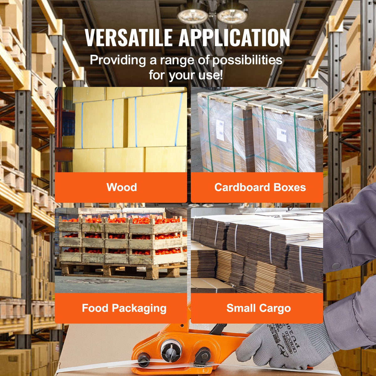 Strapping Kit with Tensioner Sealer 100m PP Band 100 Metal Seals Packaging