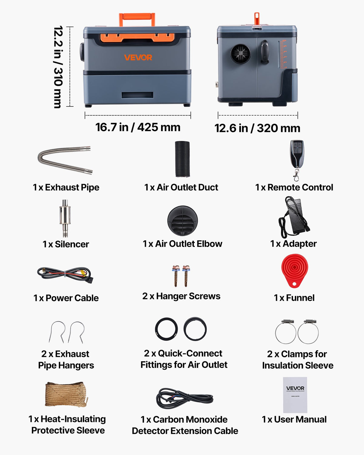 Diesel Heater 8KW 12V/24V Portable Heater Bluetooth Remote LCD 5L Tank All inOne