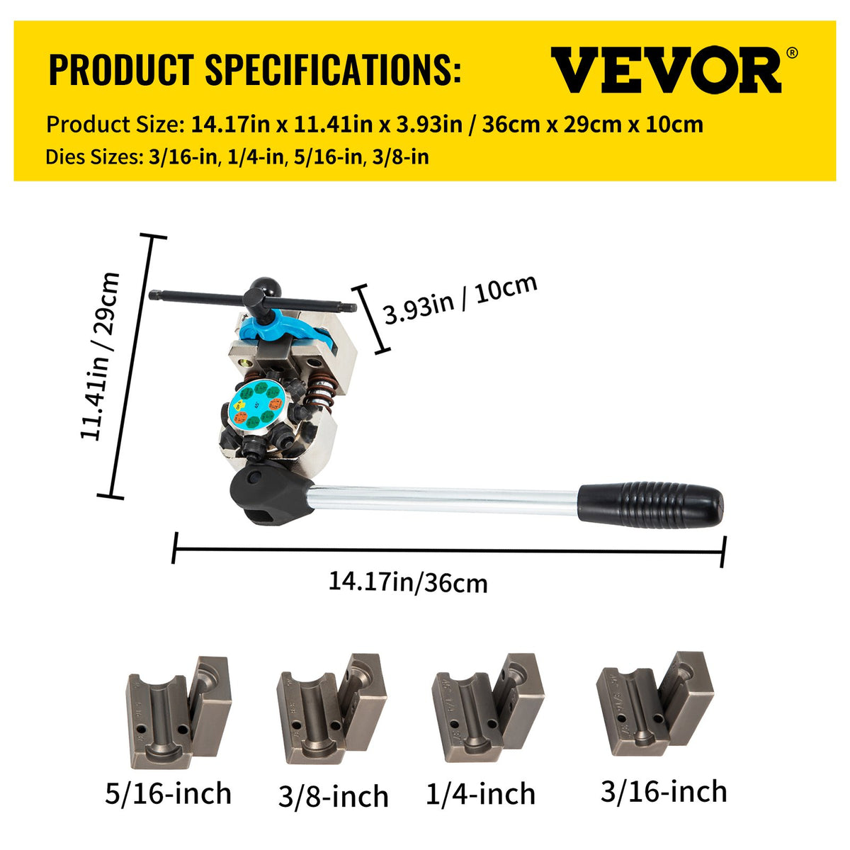 Brake Line Flaring Tool Kit Double Flaring Tool 45° for 3/16" to 3/8" Tube