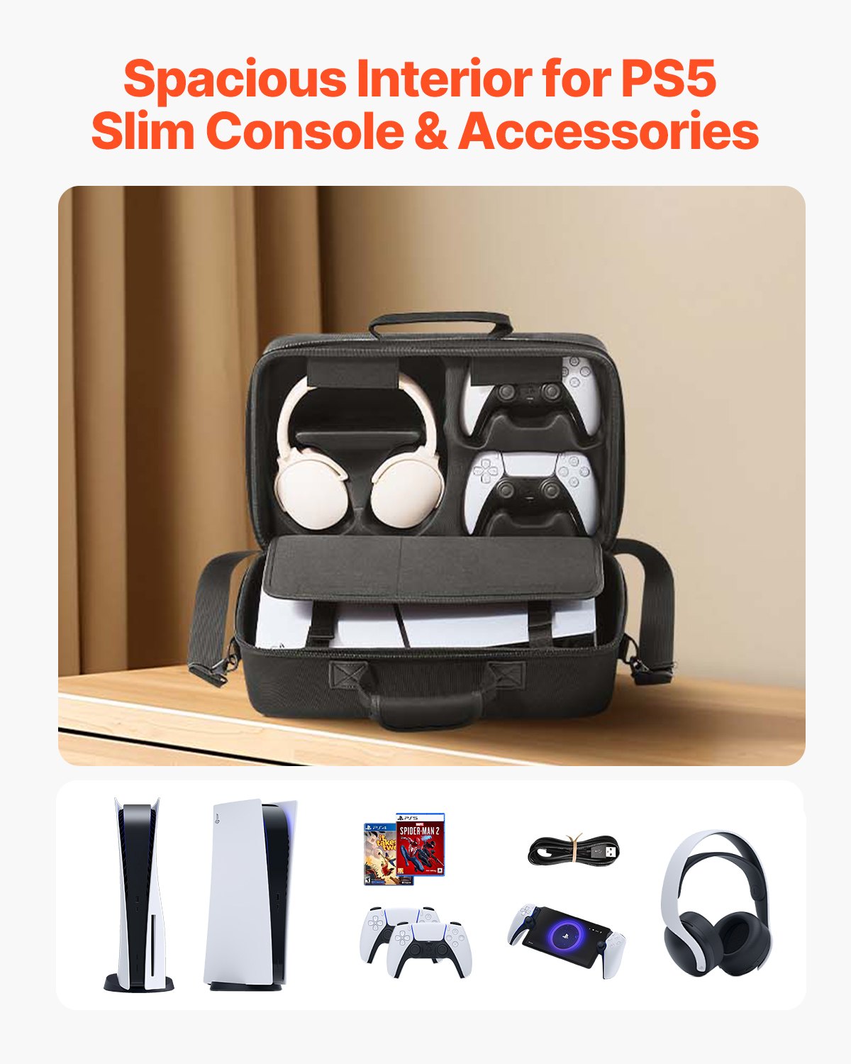 PS5 Carrying Case Travel Bag for Playstation 5 Slim Shockproof EVA Padded