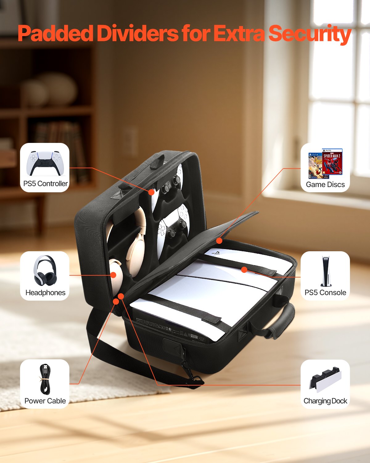 PS5 Carrying Case Travel Bag for Playstation 5 Slim Shockproof EVA Padded