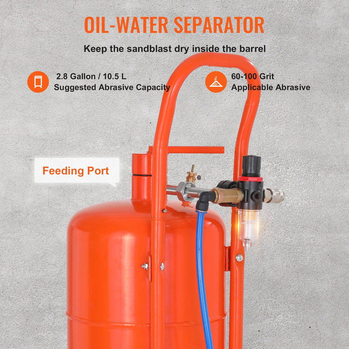 5 Gallon Sand Blaster 60-110 PSI Portable Abrasive Tank with 4 Nozzles