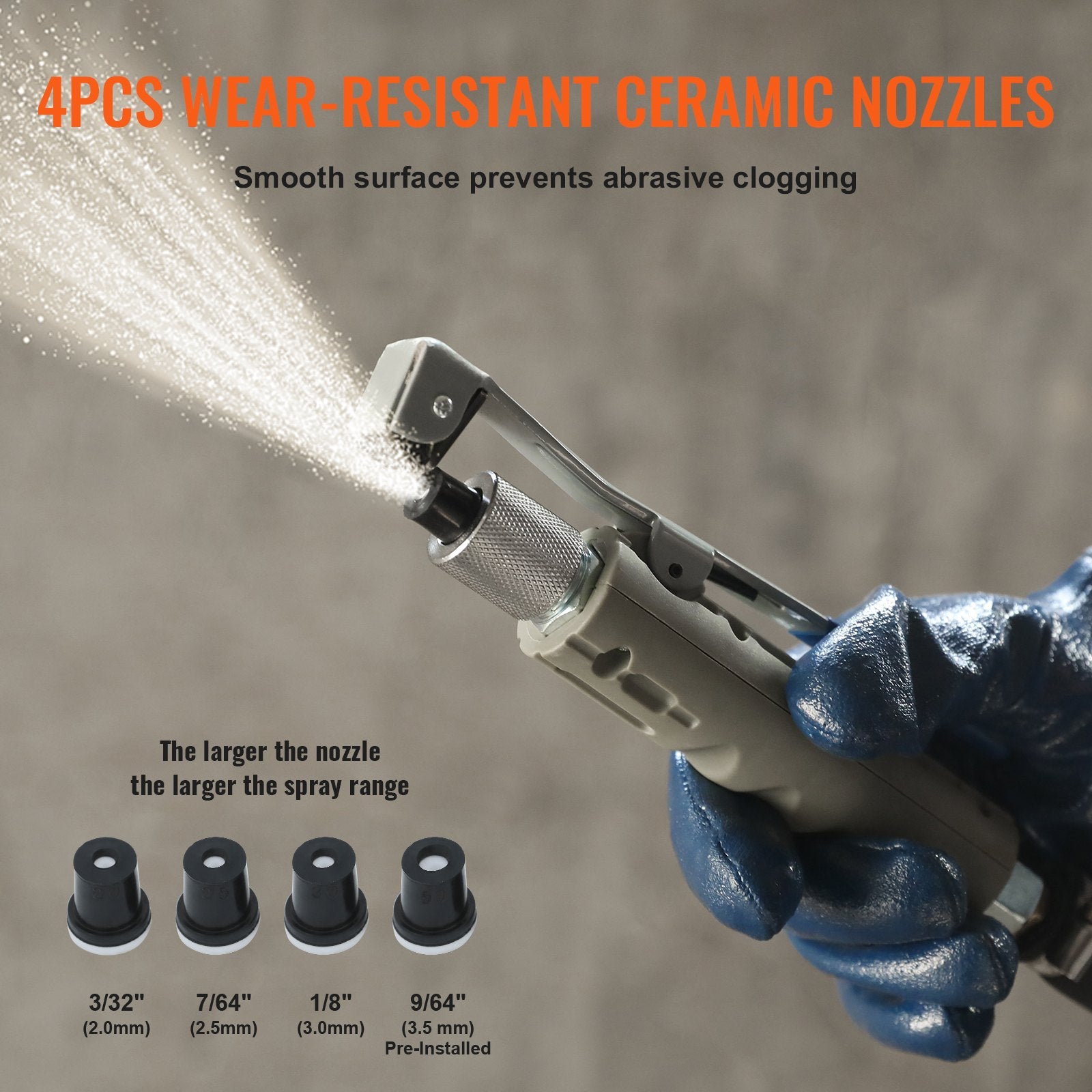 5 Gallon Sand Blaster 60-110 PSI Portable Abrasive Tank with 4 Nozzles