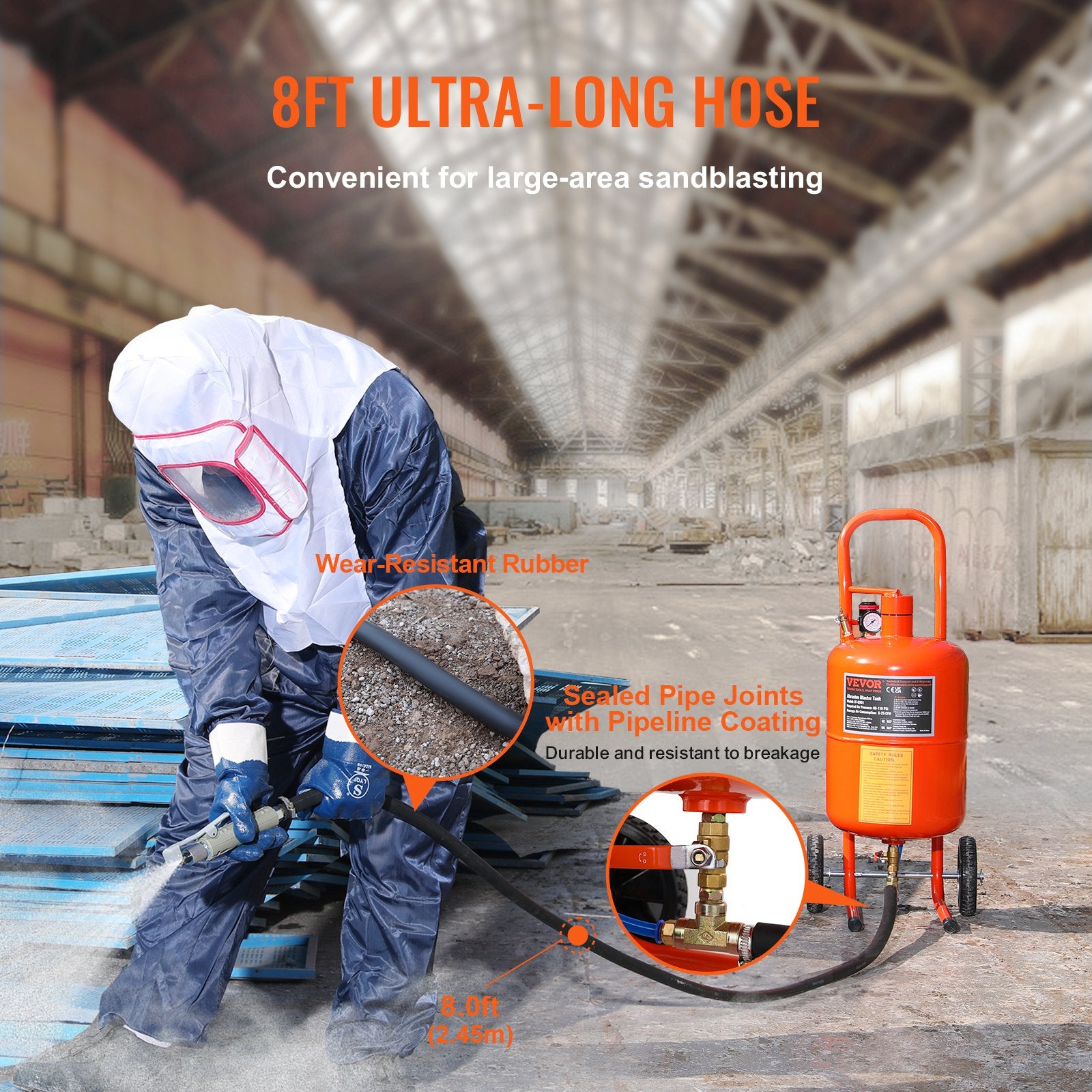 5 Gallon Sand Blaster 60-110 PSI Portable Abrasive Tank with 4 Nozzles
