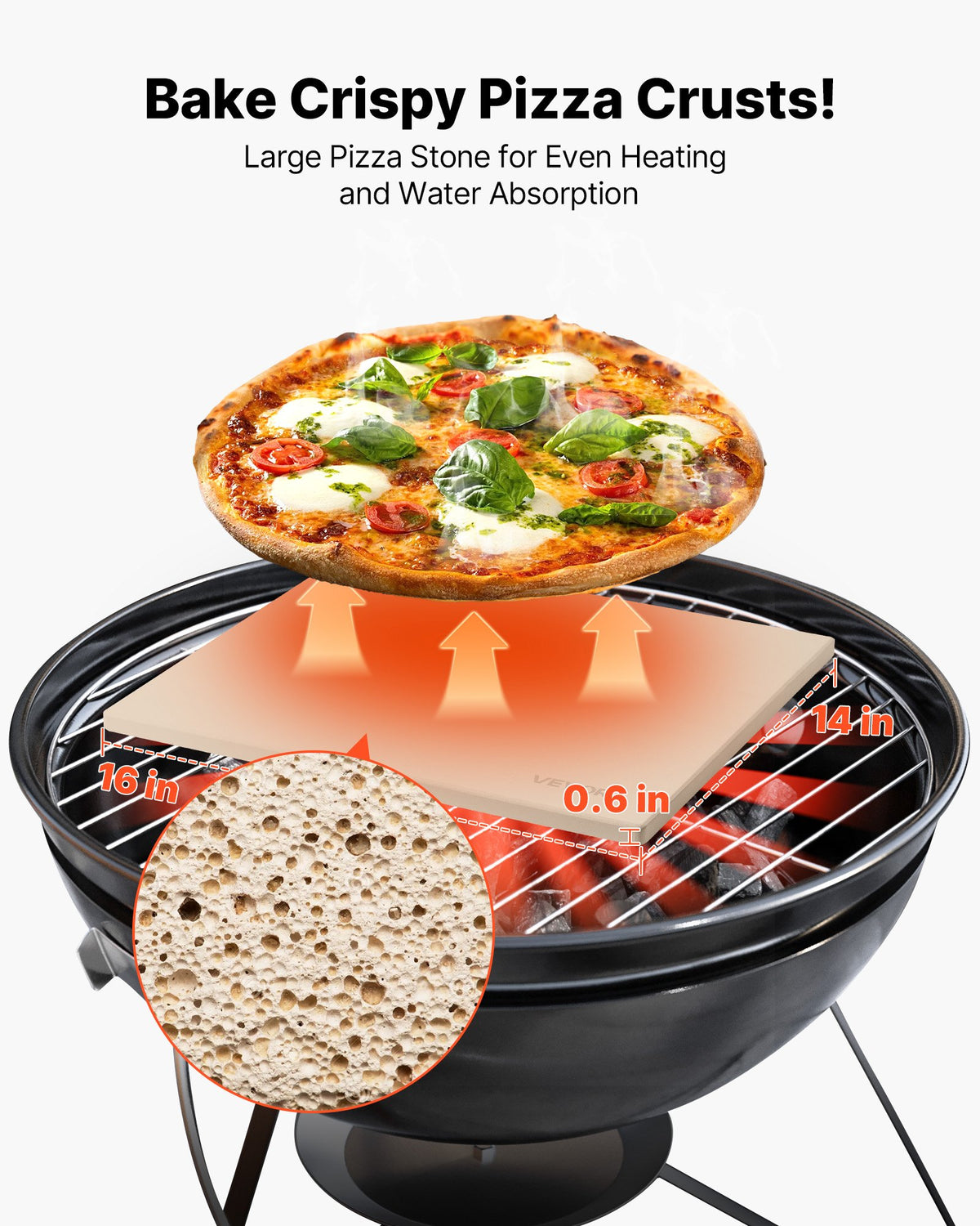 Pizza Stone 406x355mm Cordierite Extra Large Baking Stone with Scraper