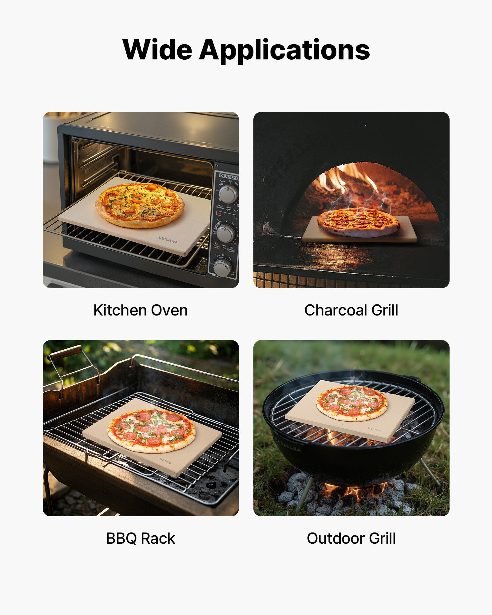 Pizza Stone 406x355mm Cordierite Extra Large Baking Stone with Scraper