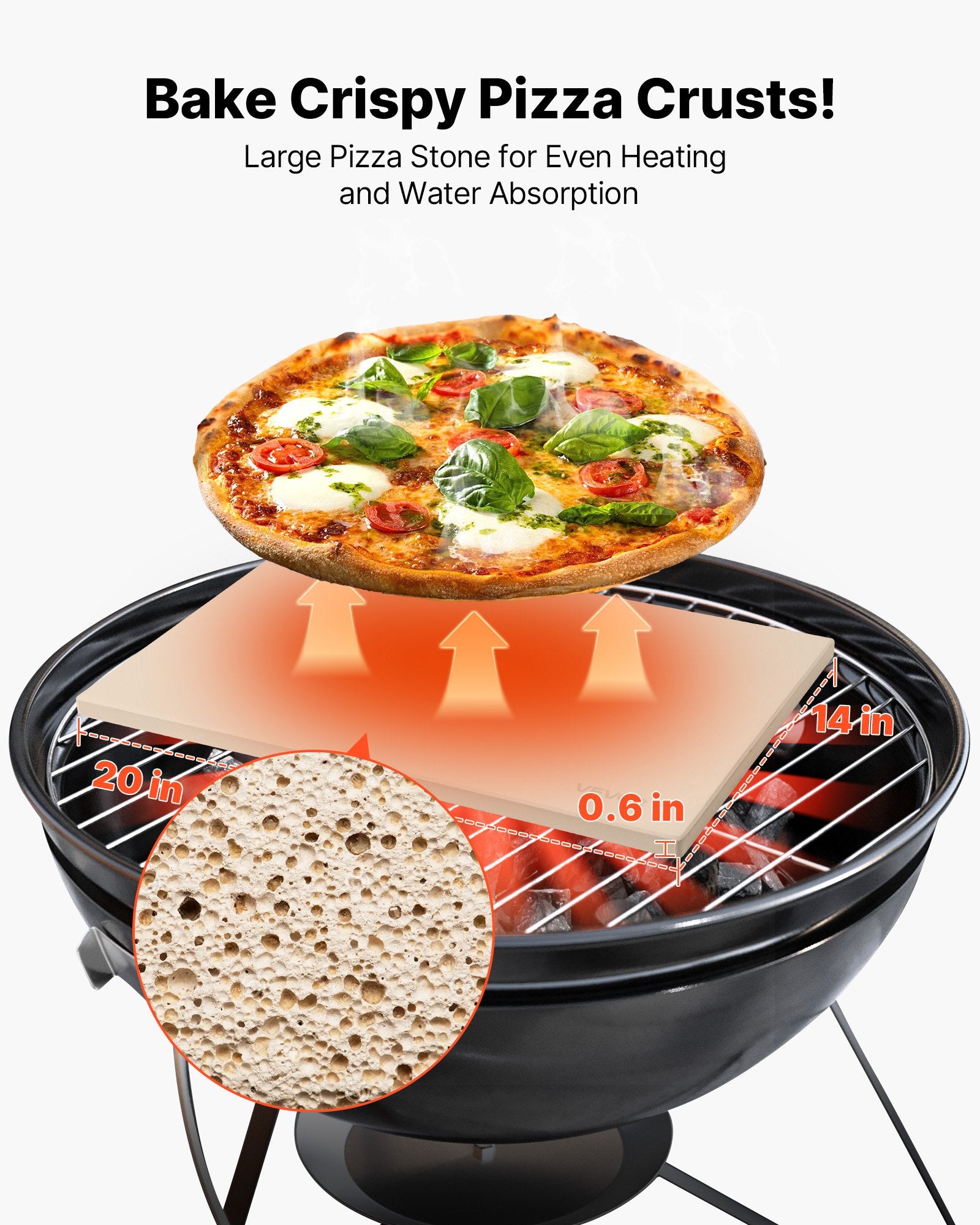 Pizza Stone 508x355mm Rectangular Cordierite 15mm Thick Baking Aluminum Peel