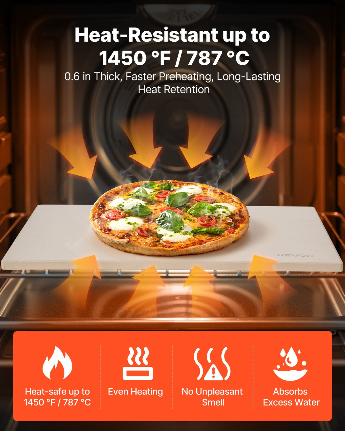 Pizza Stone 508x355mm Rectangular Cordierite 15mm Thick Baking Aluminum Peel