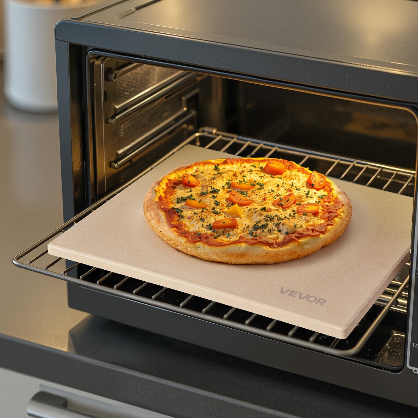 Pizza Stone 508x355mm Rectangular Cordierite 15mm Thick Baking Aluminum Peel