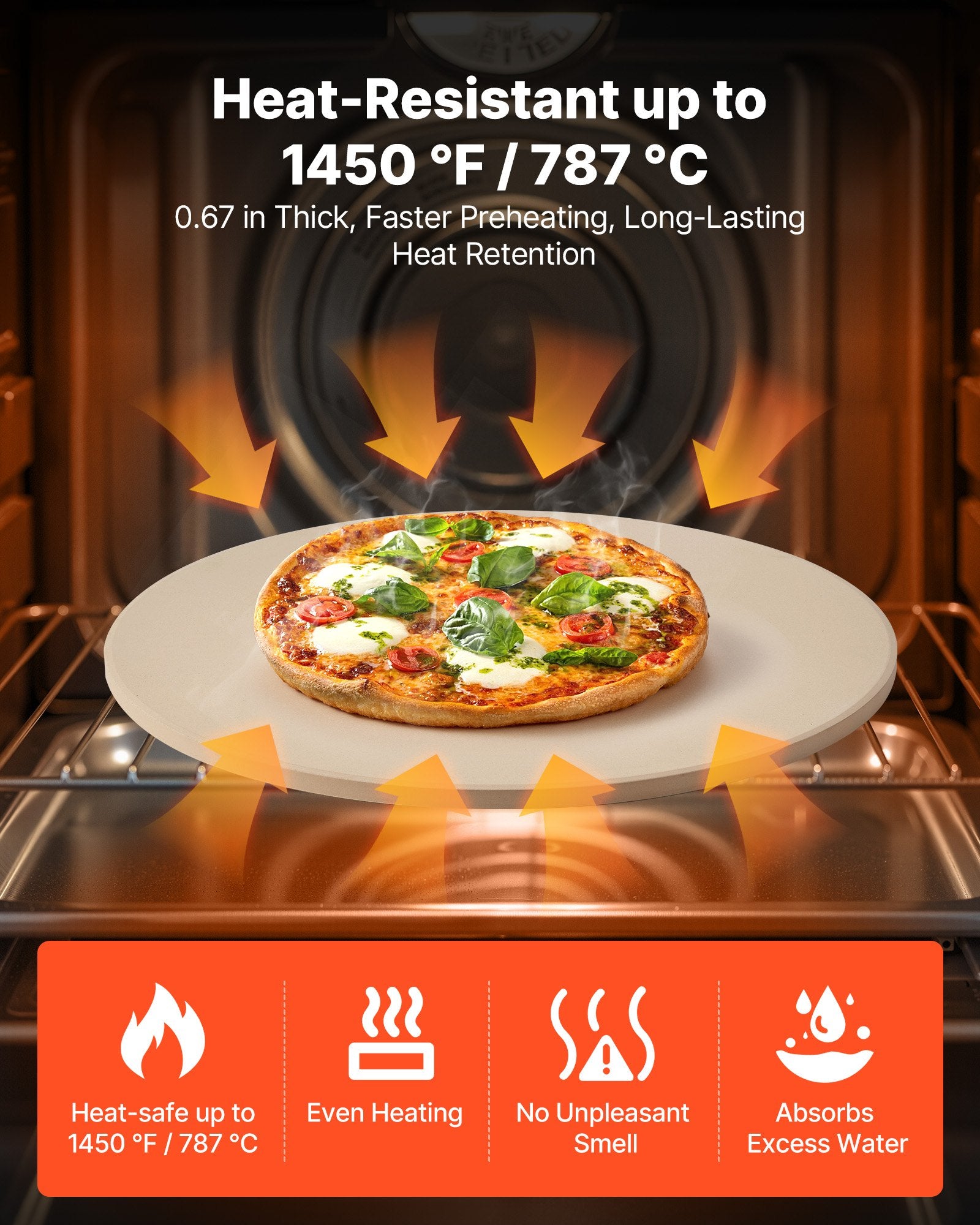 Pizza Stone 406mm Round Cordierite Extra-Large Baking Stone with Durable Stand