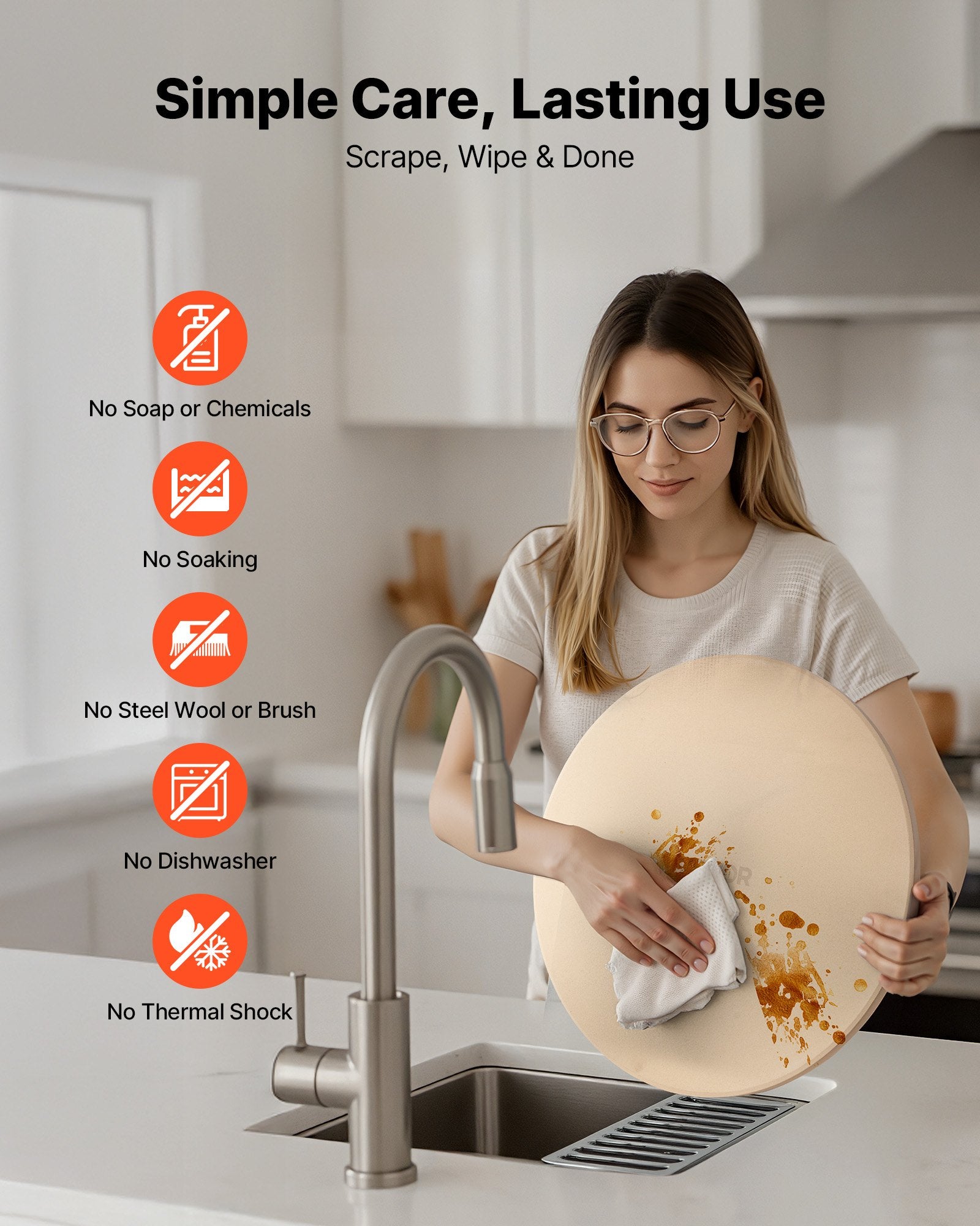 Pizza Stone 406mm Round Cordierite Extra-Large Baking Stone with Durable Stand