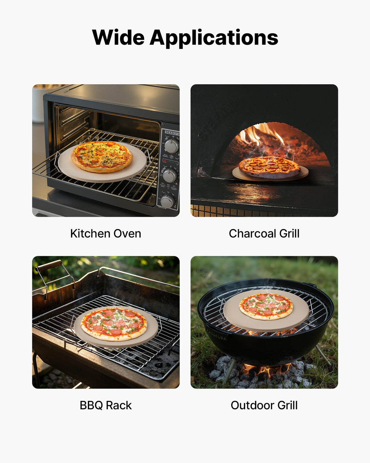 Pizza Stone 406mm Round Cordierite Extra-Large Baking Stone with Durable Stand