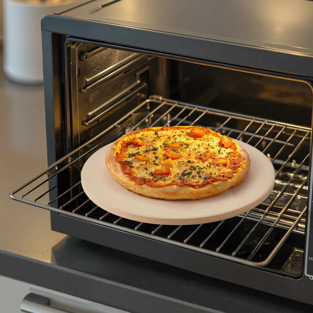Pizza Stone 406mm Round Cordierite Extra-Large Baking Stone with Durable Stand