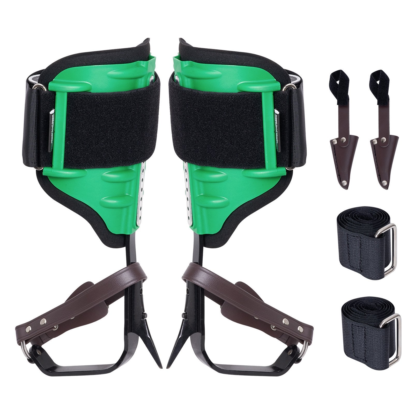 Tree Climbing Spikes 1Pair Alloy Steel 350lbs with Straps Spike Protectors Green